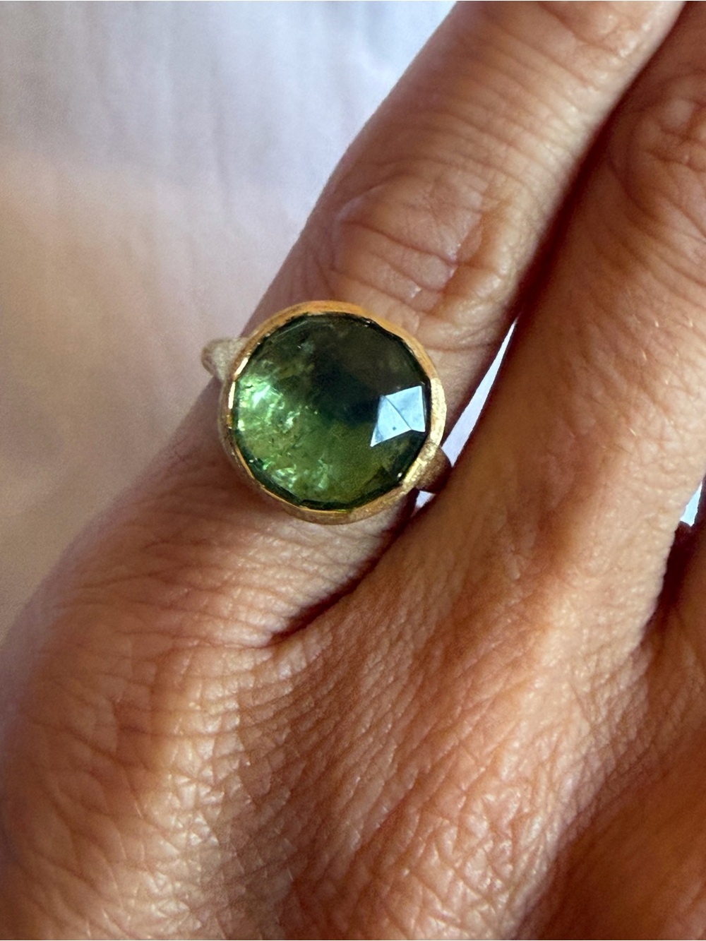 Marco Bicego Jaipur 18K Yellow Gold Green Tourmaline Rose Cut Ring Size 4.25 - Picture 15 of 16
